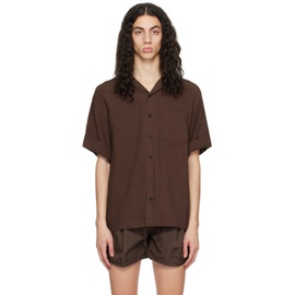 렉토 Recto Brown Camp Collar Shirt 231775M192011