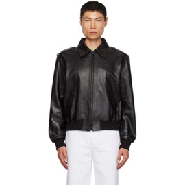렉토 Recto Black Zip Leather Jacket 232775M181003