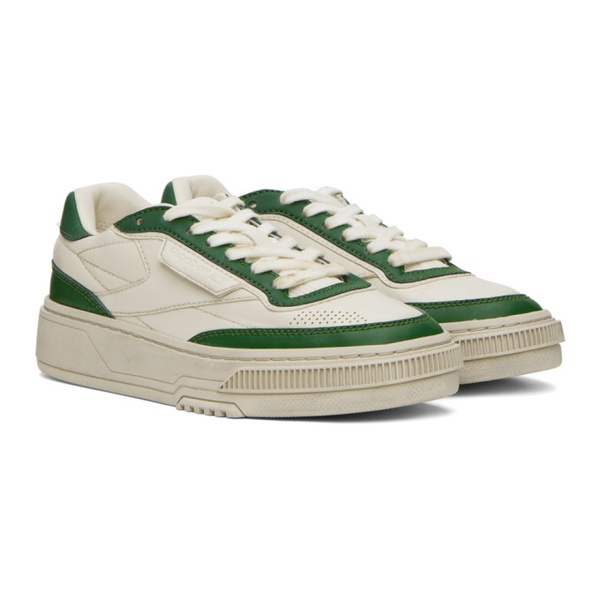  리복 클래식 Reebok Classics 오프화이트 Off-White & Green Club C LTD Sneakers 241749F128057