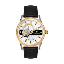 Rene 모우 Mouris MEN'S ORION Leather White Dial Watch 70101RM4
