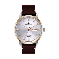 Rene 모우 Mouris MEN'S Noblesse Leather White Dial Watch 10105RM3