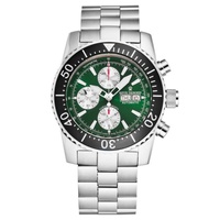 Revue Thommen MEN'S Diver Chronograph Stainless Steel Green Dial Watch 17030.6121