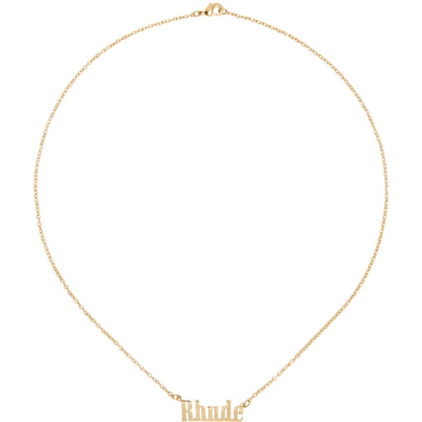  루드 Rhude Gold Logo Necklace 222923F023001