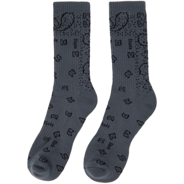  루드 Rhude Gray Bandana Socks 232923M220001