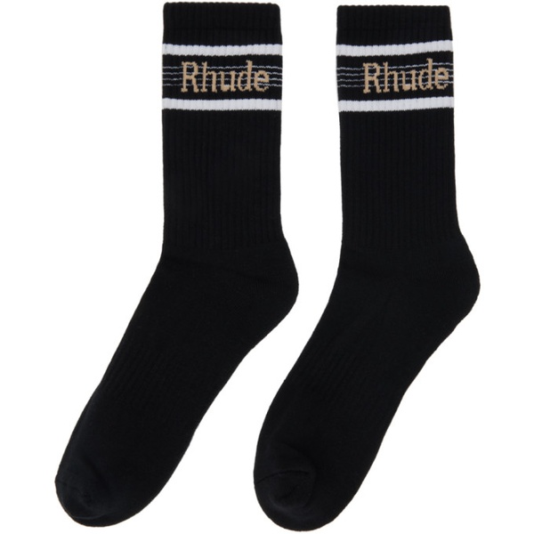 루드 Rhude Black Stripe Sport Socks 232923M220007