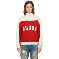 루드 Rhude Red & 오프화이트 Off-White Half-Zip Sweater 241923M202030