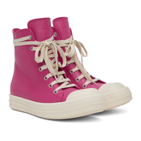  릭 오웬스 Rick Owens Pink Leather High Sneakers 231232M236034