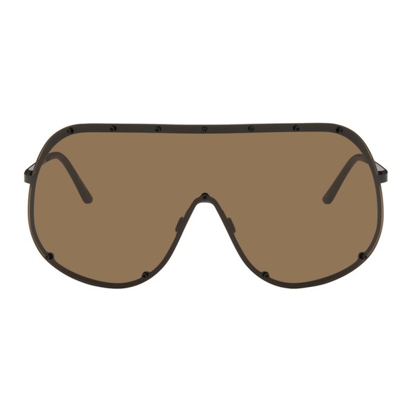  릭 오웬스 Rick Owens Black & Brown Shield Sunglasses 241232F005008