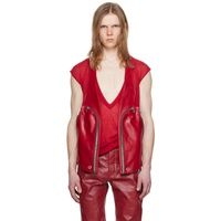 릭 오웬스 Rick Owens Red Bauhaus Leather Vest 241232M185008
