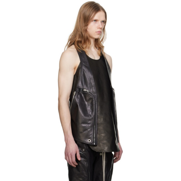  릭 오웬스 Rick Owens Black Bauhaus Leather Vest 241232M185007