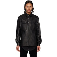 릭 오웬스 Rick Owens Black Outershirt Leather Jacket 231232M181000