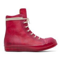 릭 오웬스 Rick Owens Red Translucent Leather High Sneakers 231232M236031