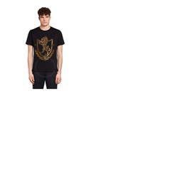 Roberto Cavalli Mens Black Crystal Embellished Crest Slim Fit T-shirt JNR604-JD060-05051