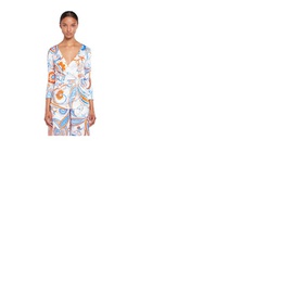 Roberto Cavalli Ladies Bandana Print V-neck Wrap Top IQT618-9EP82-D0538