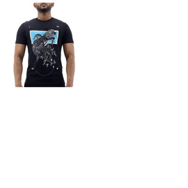 Roberto Cavalli Mens Black Graphic Print Crewneck Cotton T-shirt KNR610-JD060-05051