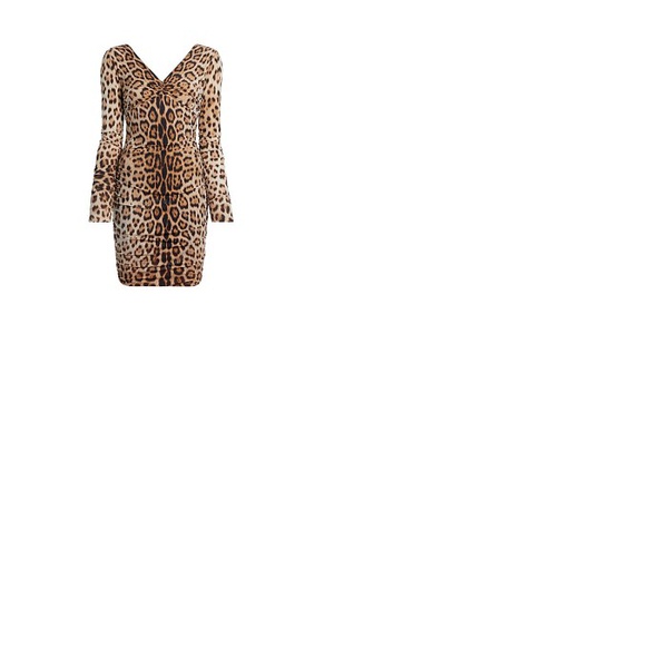  Roberto Cavalli Ladies Tan / Black Heritage Jaguar Print Dress JQT162-LNS06-D5134