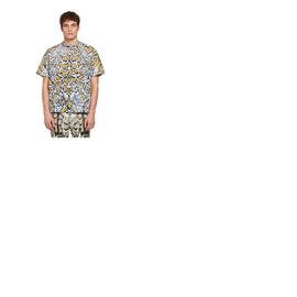 Roberto Cavalli Mens Sun Bleached Lynx Print Cotton Jersey T-shirt IMT630-OUR04-D7007