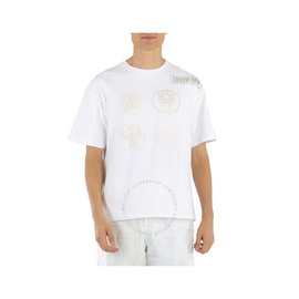 Roberto Cavalli Mens Optical White Embroidered Lucky Symbols T-shirt IMR672-JD077-00053