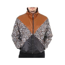 Roberto Cavalli Mens Leopard Print Windbreaker Track Jacket JNT821-5LS05-D0239
