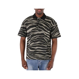 Roberto Cavalli Mens Zebra And Check Print Polo Shirt IMT685-JD076-T8112