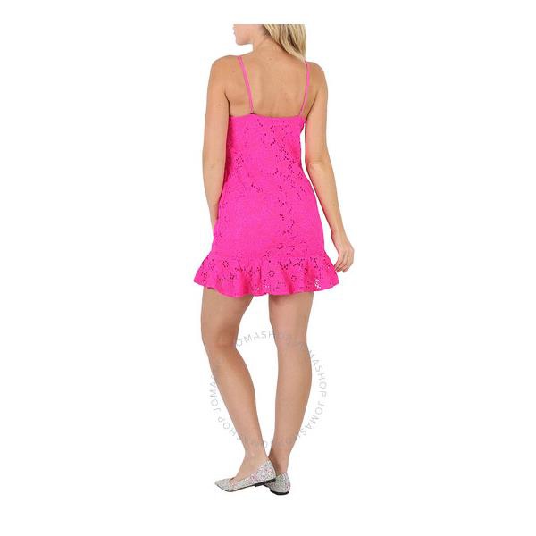  Rotate Ladies Pink Glo Floral Lace Flounce Slip Dress 1000151979-Pink Glo