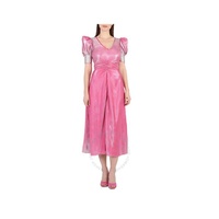 Rotate Ladies Silvery Pink Glo Puff-Sleeve Midi Dress 1000191979-Silvery Pink Glo