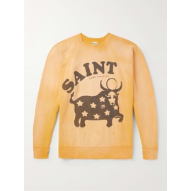 SAINT MXXXXXX Distressed Printed Cotton-Jersey Sweatshirt 1647597310008258