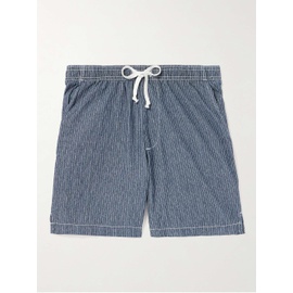 SAVE KHAKI UNITED Easy Straight-Leg Striped Cotton-Chambray Drawstring Shorts 1647597307978573