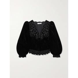 SEA Dana tulle-trimmed embroidered velvet blouse 790769975