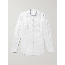 SEBLINE Safari Grandad-Collar Pinstriped Cotton-Poplin Shirt 38063312418351810