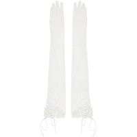 슈슈통 SHUSHU/TONG SSENSE Exclusive White Sequinned Sheer Gloves 242901F012000