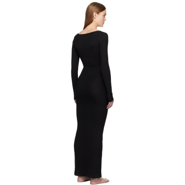  스킴스 SKIMS Black Soft Lounge Long Sleeve Maxi Dress 241545F055003