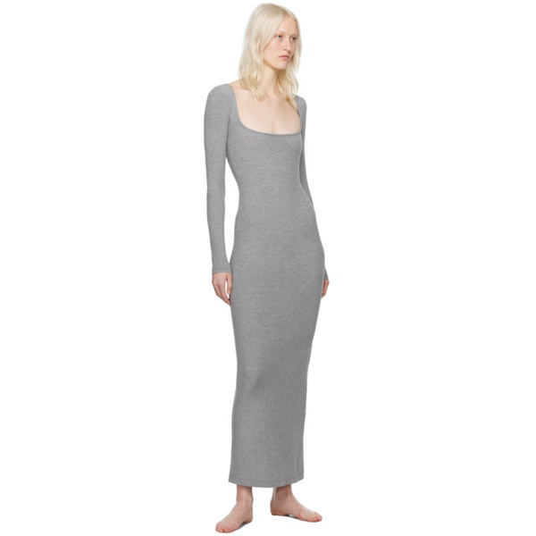  스킴스 SKIMS Gray Soft Lounge Long Sleeve Maxi Dress 241545F055002