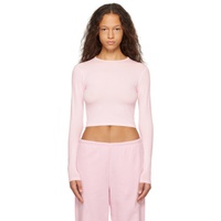 스킴스 SKIMS Pink New Vintage Cropped Long Sleeve T-Shirt 241545F110049