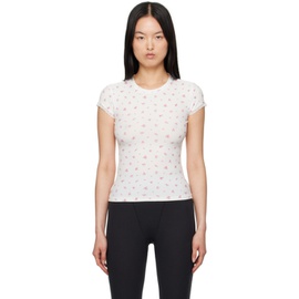 스킴스 SKIMS White Soft Lounge Lace T-Shirt 242545F110019