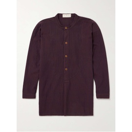 SMR DAYS Cavalet Grandad-Collar Bib-Front Striped Cotton Shirt 1647597311445940