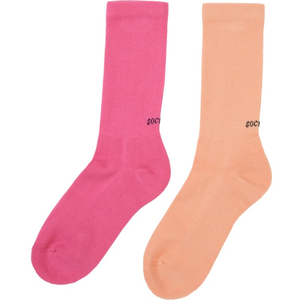  SOCKSSS Two-Pack Orange & Pink Socks 232480M220020