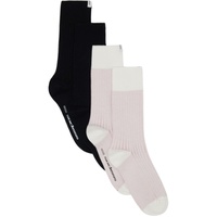 SOCKSSS Two-Pack Pink & Black Ribbed Socks 241480M220016
