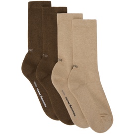 SOCKSSS Two-Pack Beige & Brown Socks 232480M220023