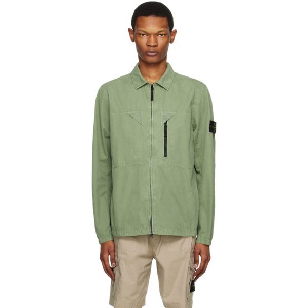 스톤아일랜드 스톤아일랜드 Stone Island Green Garment-Dyed Jacket 231828M180046