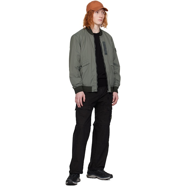 스톤아일랜드 스톤아일랜드 Stone Island Green Garment-Dyed Bomber Jacket 241828M175001