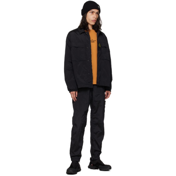스톤아일랜드 스톤아일랜드 Stone Island Black Garment-Dyed Sweatpants 232828M190016