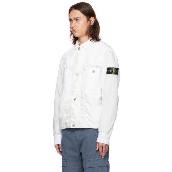 스톤아일랜드 스톤아일랜드 Stone Island White Garment-Dyed Jacket 241828M180055