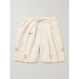스토리 MFG. STORY MFG. Bridge Wide-Leg Embroidered Cotton and Linen-Blend Drawstring Shorts 1647597308113877