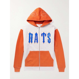 스트레이 랫츠 STRAY RATS Gothik Logo-Print Two-Tone Cotton-Jersey Zip-Up Hoodie 1647597314764670