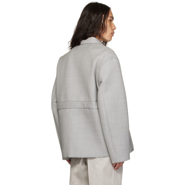  사카이 Sacai Gray Suiting Bonding Jacket 232445M180030