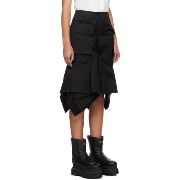  사카이 Sacai Black Asymmetric Midi Skirt 241445F092000