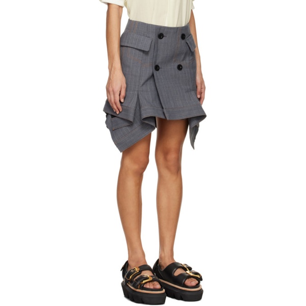  사카이 Sacai Gray Chalk Stripe Miniskirt 241445F090008