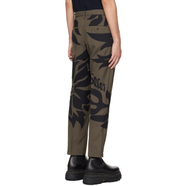  사카이 Sacai Taupe & Navy Floral Applique Trousers 241445M191022