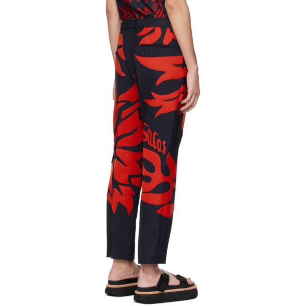  사카이 Sacai Navy & Red Floral Applique Trousers 241445M191023